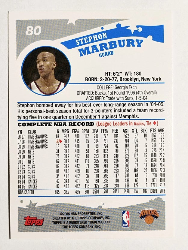 2005-06 Topps #80 Stephon Marbury