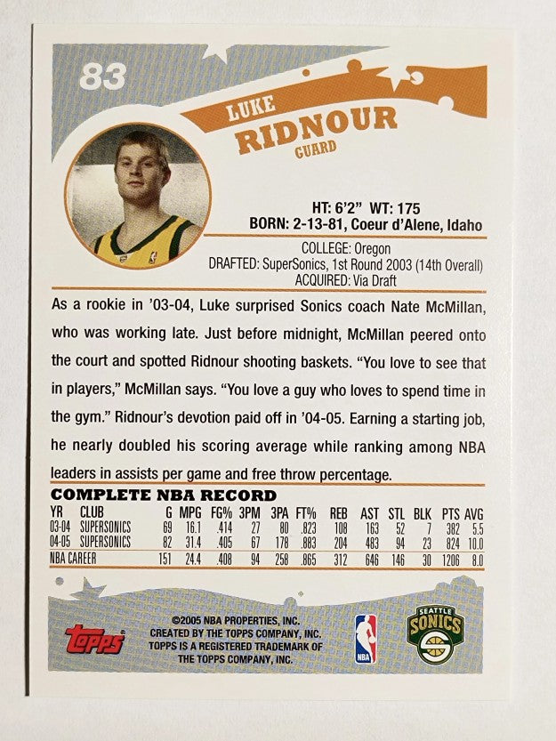 2005-06 Topps #83 Luke Ridnour