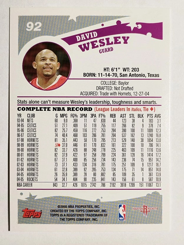 2005-06 Topps #92 David Wesley