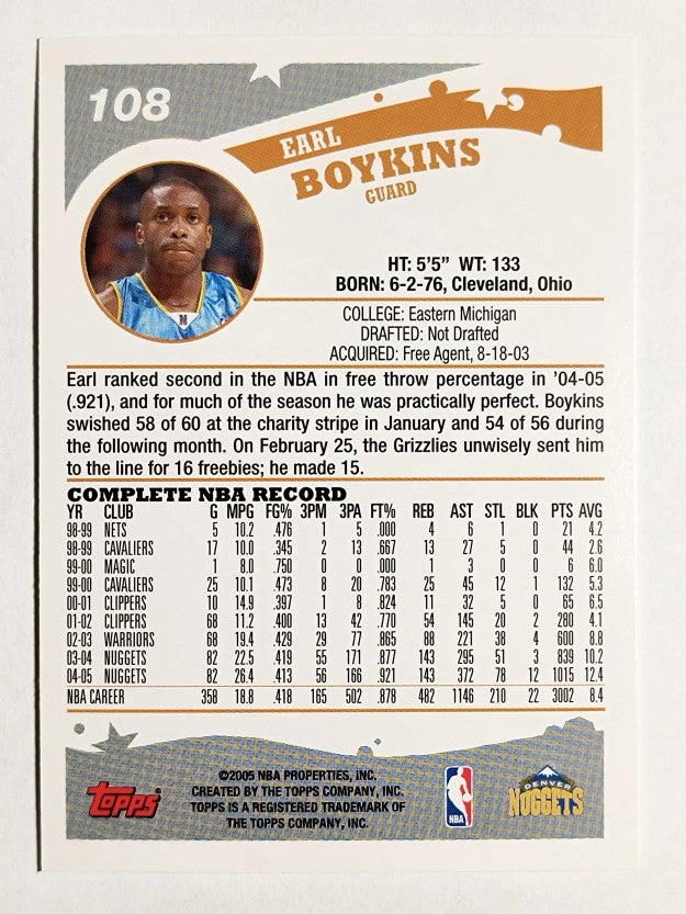 2005-06 Topps #108 Earl Boykins