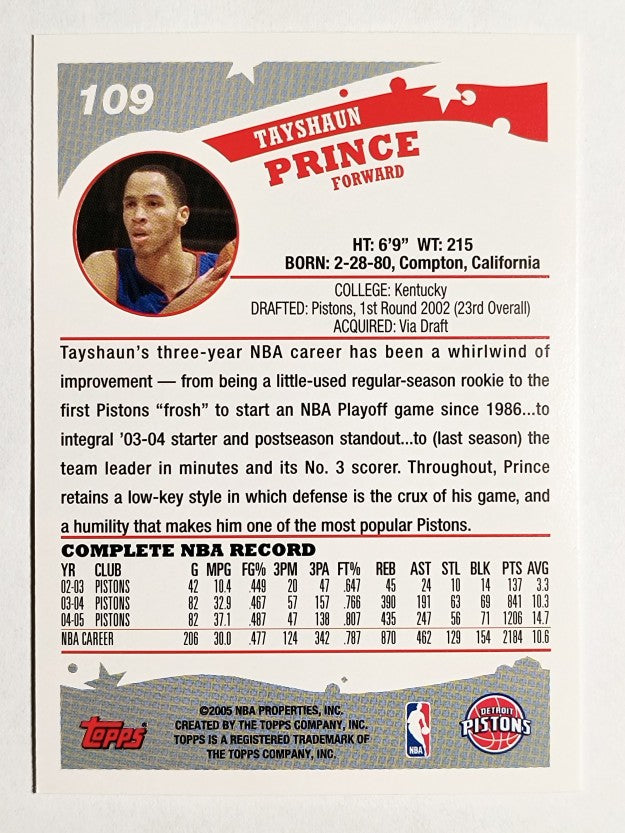 2005-06 Topps #109 Tayshaun Prince