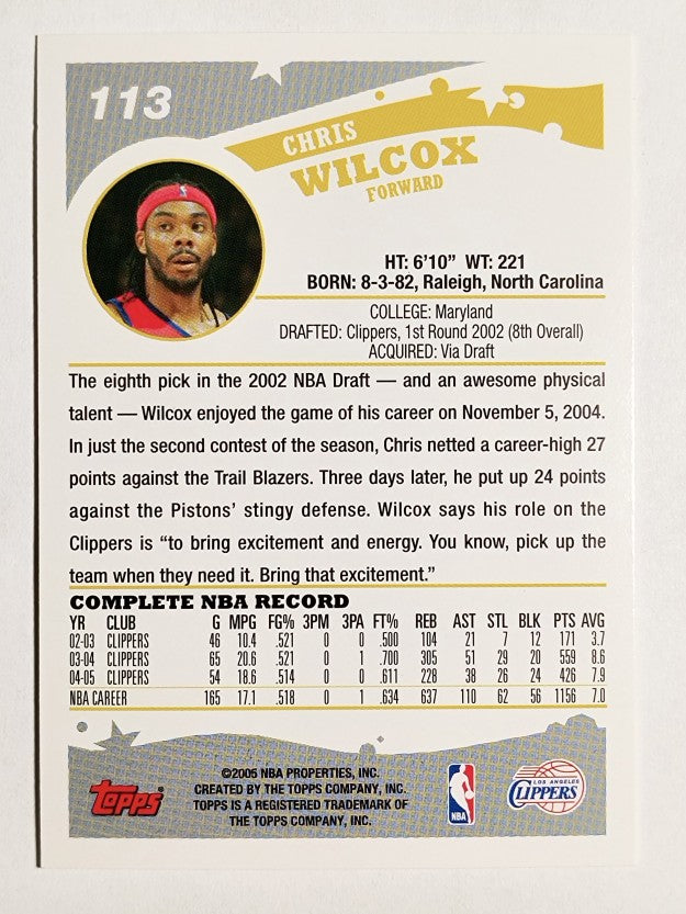 2005-06 Topps #113 Chris Wilcox