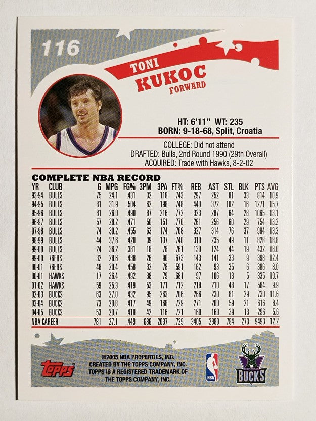 2005-06 Topps #116 Toni Kukoc