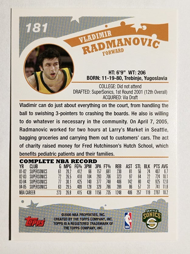 2005-06 Topps #181 Vladimir Radmanovic
