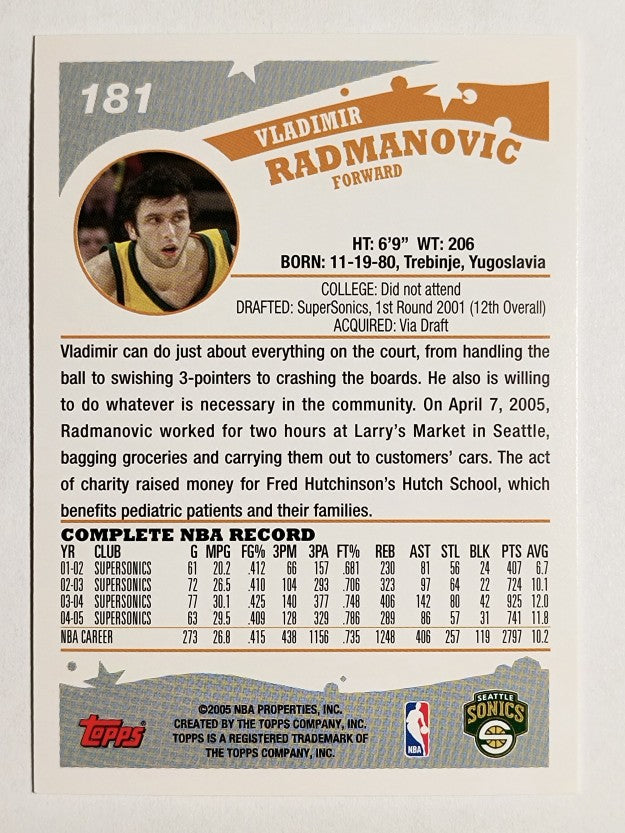 2005-06 Topps #181 Vladimir Radmanovic