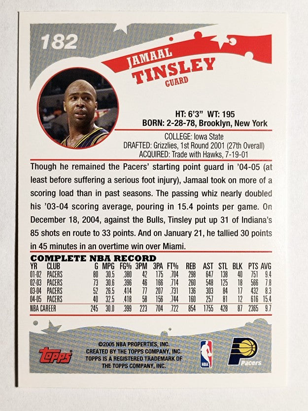 2005-06 Topps #182 Jamaal Tinsley