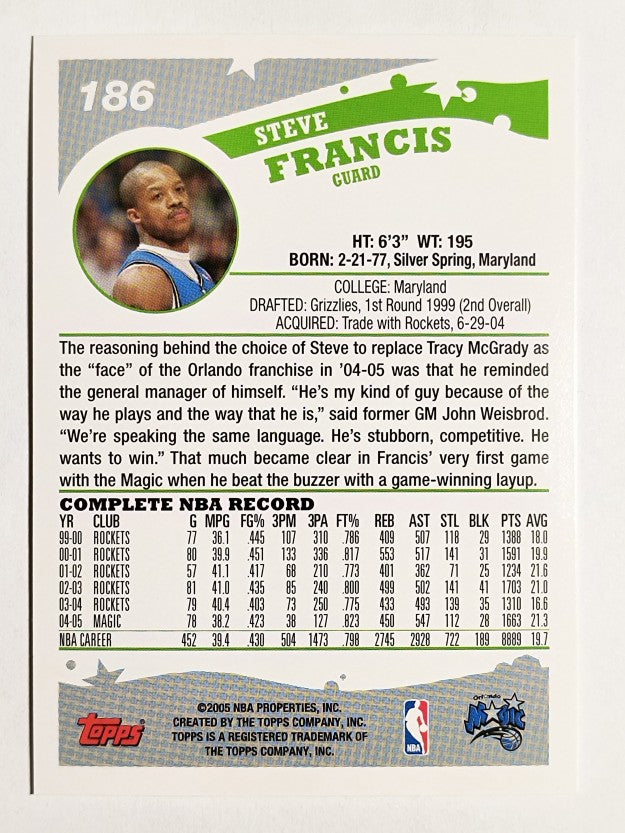 2005-06 Topps #186 Steve Francis