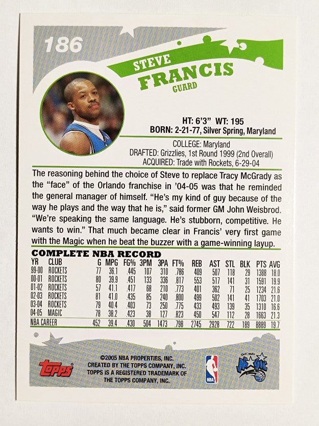 2005-06 Topps #186 Steve Francis