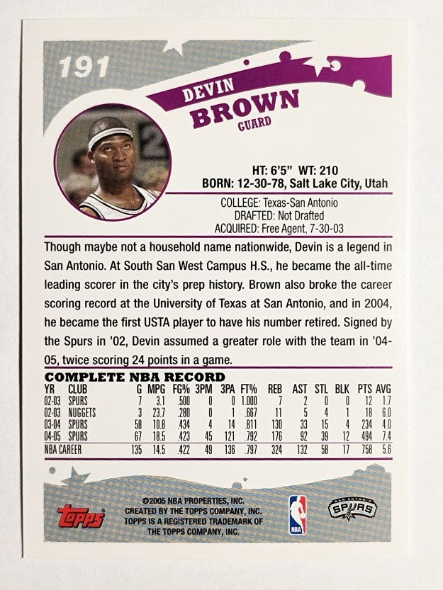 2005-06 Topps #191 Devin Brown
