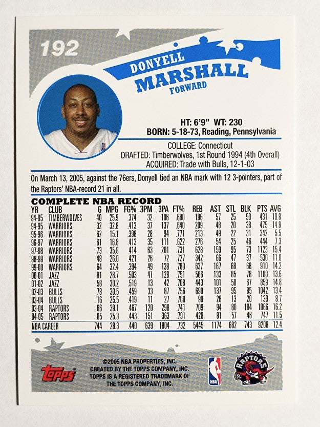 2005-06 Topps #192 Donyell Marshall