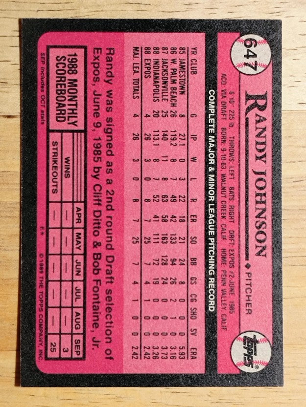1989 Topps #647 Randy Johnson RC