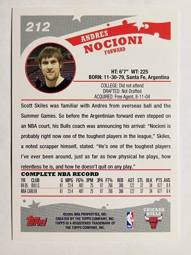 2005-06 Topps #212 Andres Nocioni