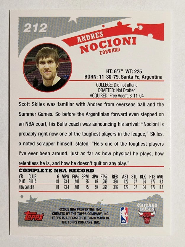 2005-06 Topps #212 Andres Nocioni