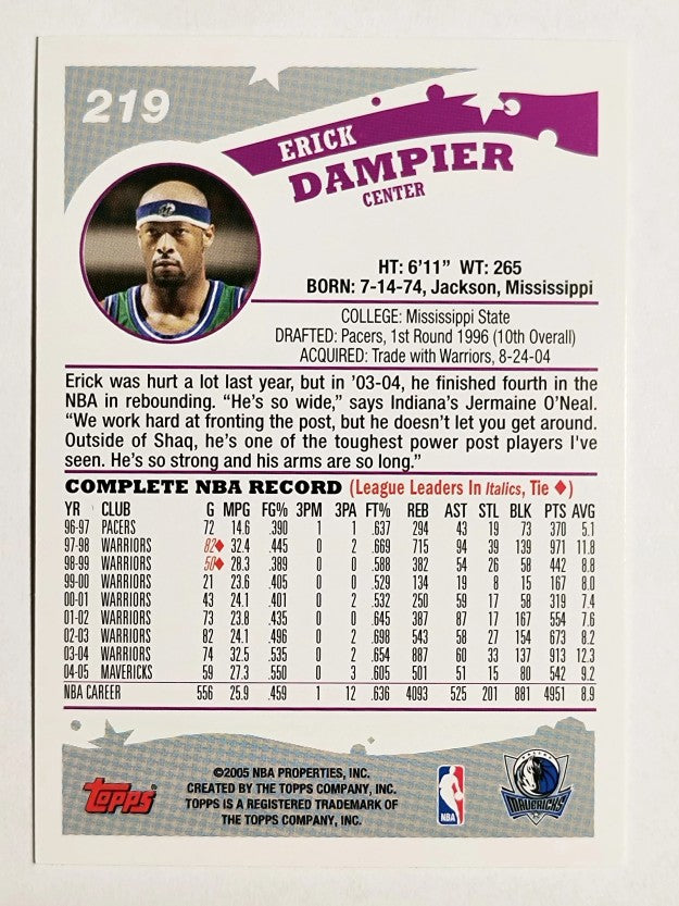 2005-06 Topps #219 Erick Dampier