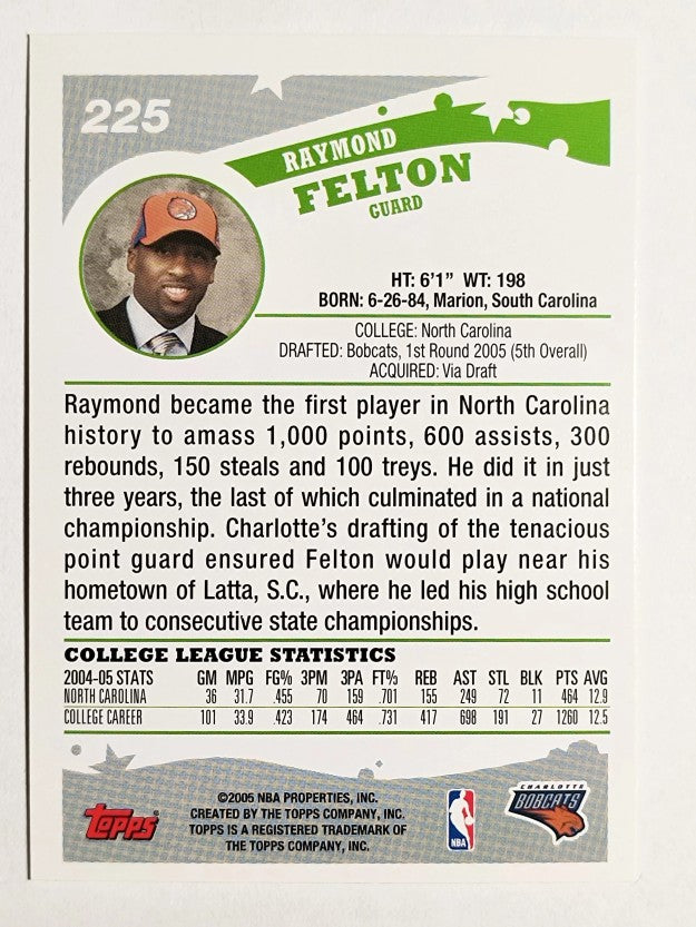 2005-06 Topps #225 Raymond Felton RC