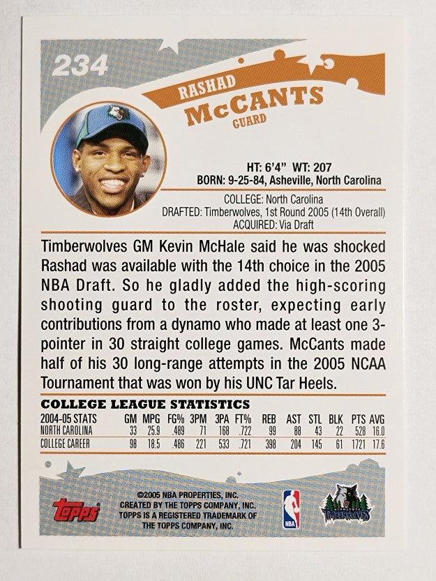 2005-06 Topps #234 Rashad McCants RC