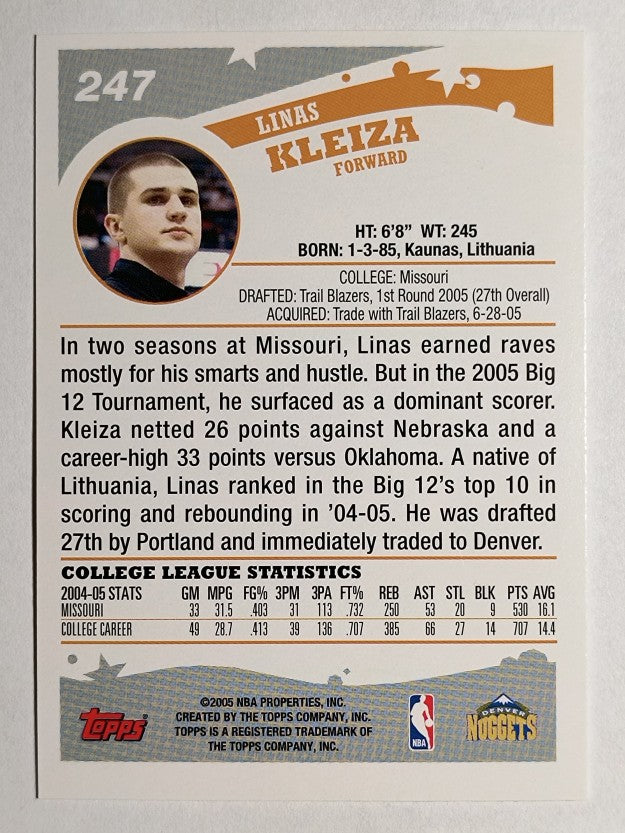 2005-06 Topps #247 Linas Kleiza RC