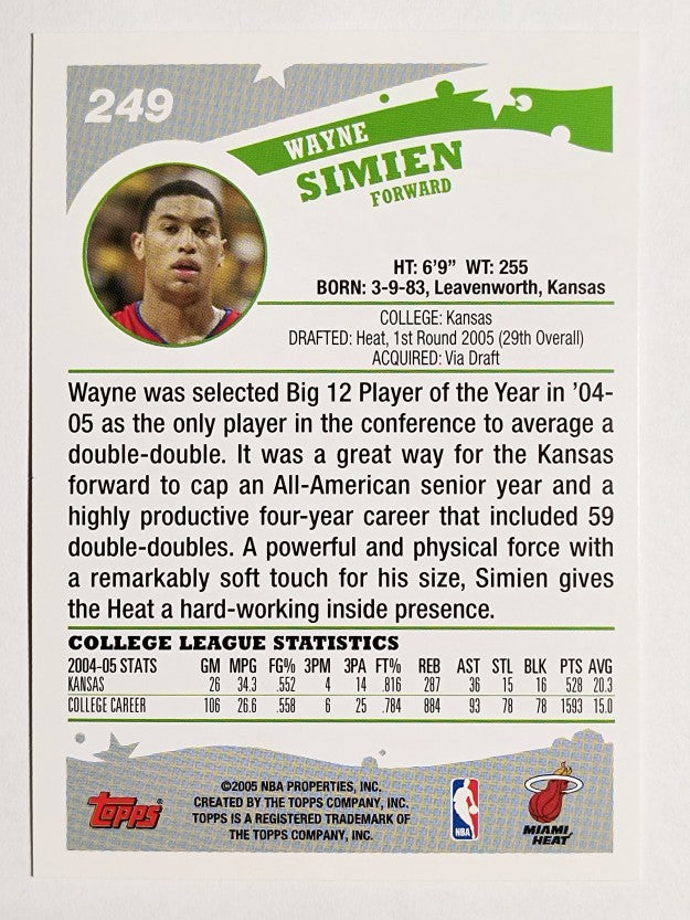 2005-06 Topps #249 Wayne Simien RC