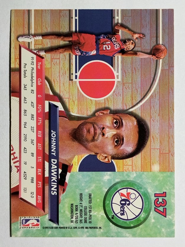 1992-93 Ultra #137 Johnny Dawkins