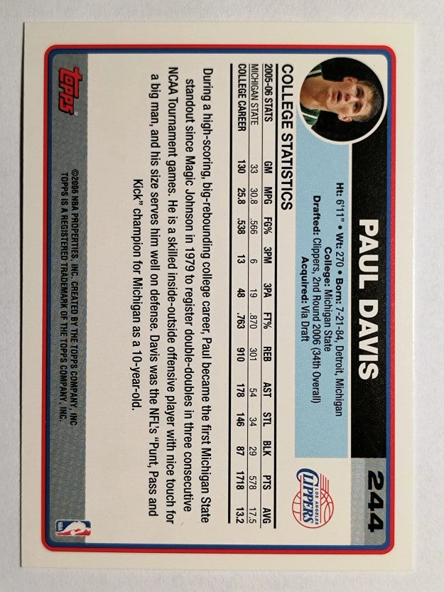2006-07 Topps #244 Paul Davis RC