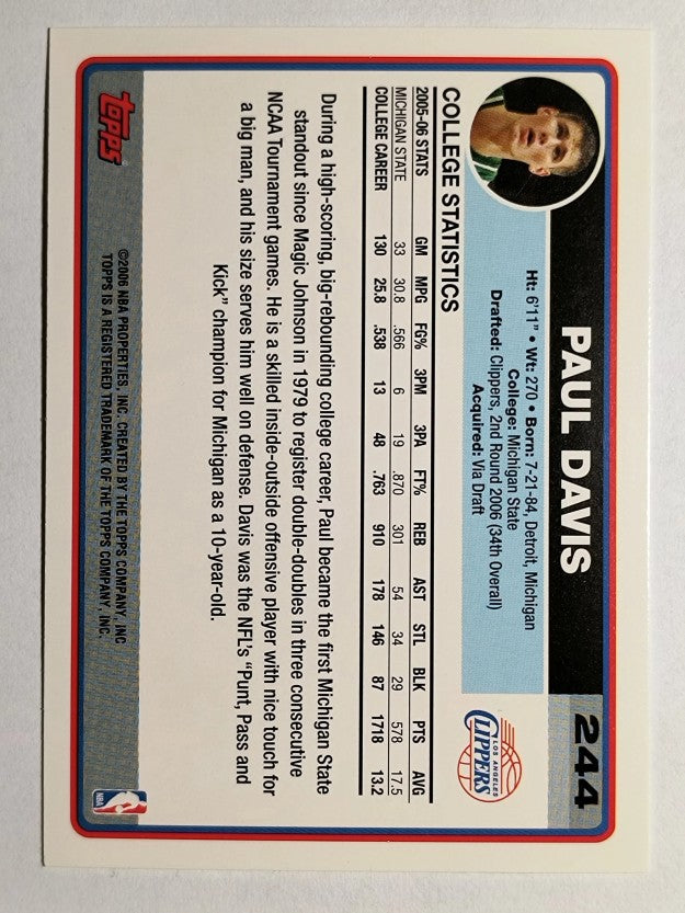 2006-07 Topps #244 Paul Davis RC