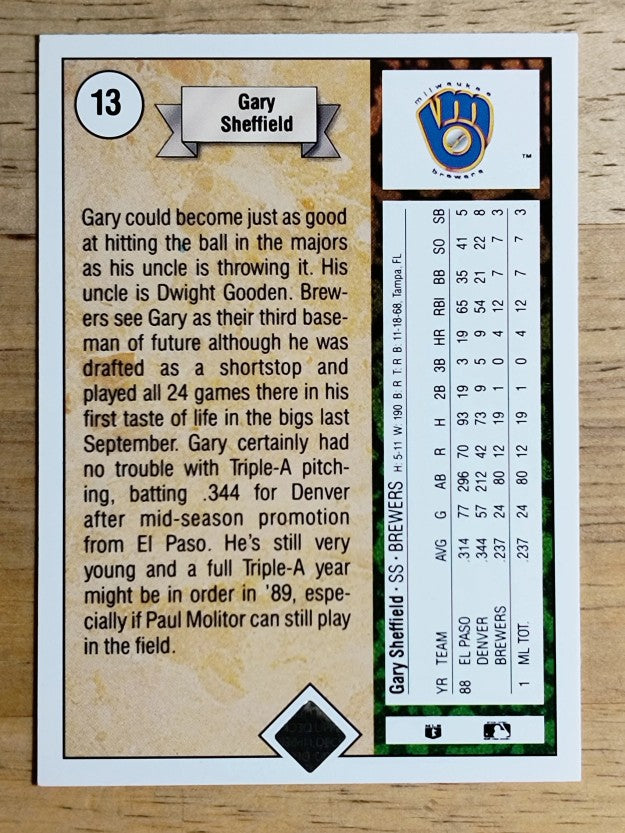 1989 Upper Deck #13 Gary Sheffield COR RC