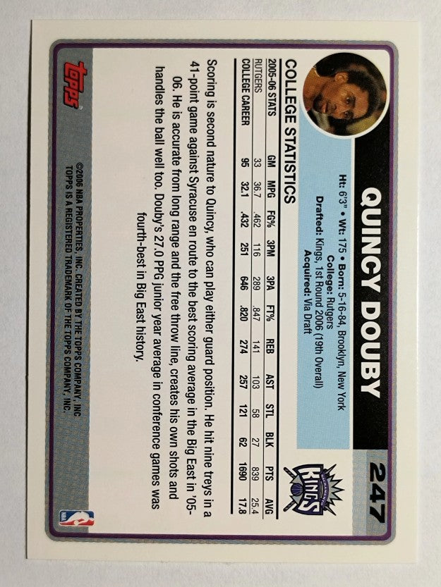 2006-07 Topps #247 Quincy Douby RC