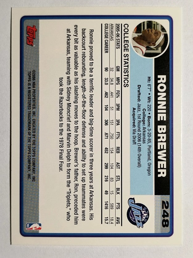 2006-07 Topps #248 Ronnie Brewer RC