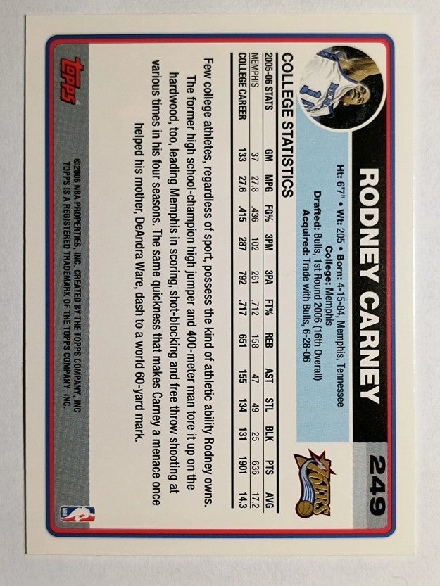 2006-07 Topps #249 Rodney Carney RC