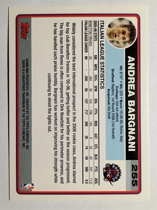 2006-07 Topps #255A Andrea Bargnani RC