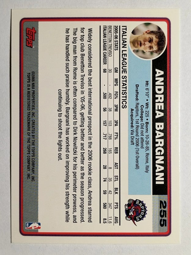 2006-07 Topps #255A Andrea Bargnani RC