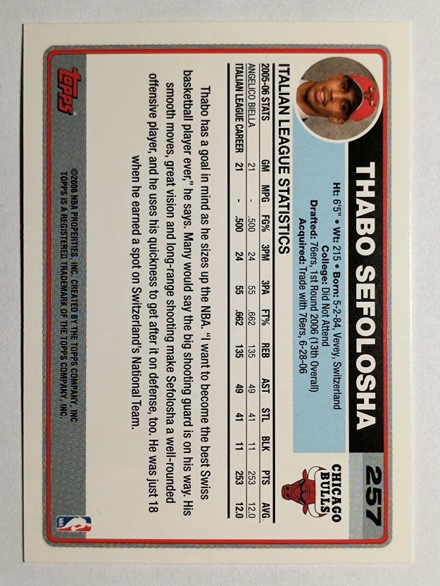 2006-07 Topps #257 Thabo Sefolosha RC