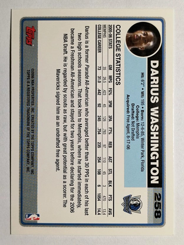2006-07 Topps #258 Darius Washington RC