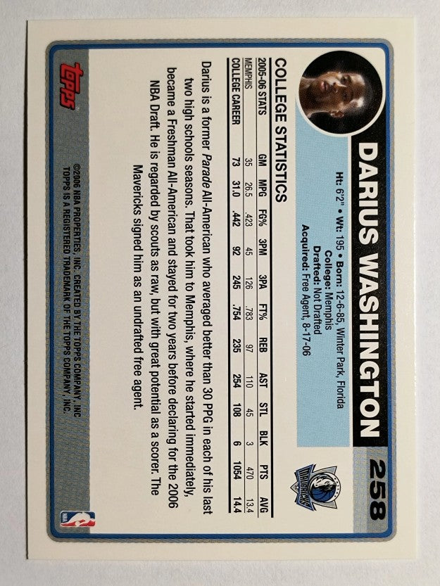 2006-07 Topps #258 Darius Washington RC