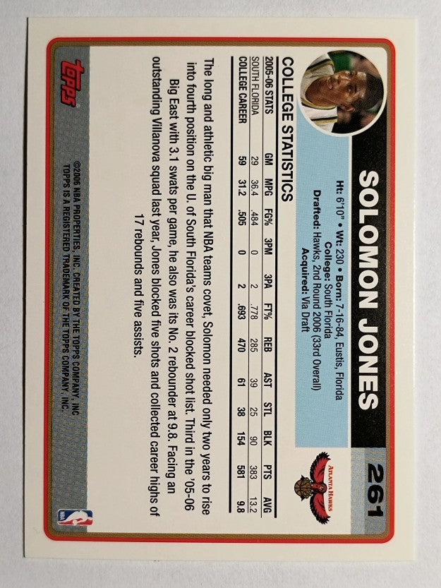 2006-07 Topps #261 Solomon Jones RC