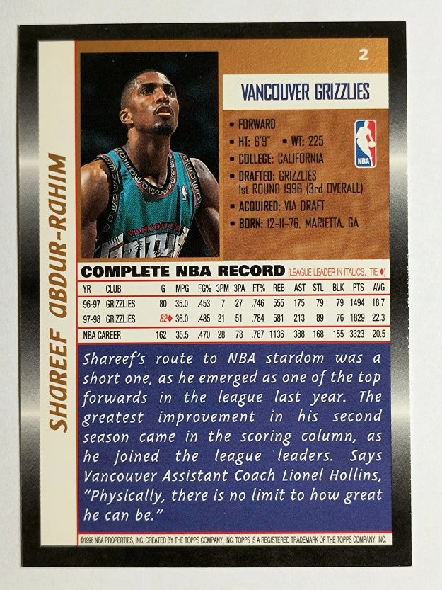 1998-99 Topps #2 Shareef Abdur-Rahim