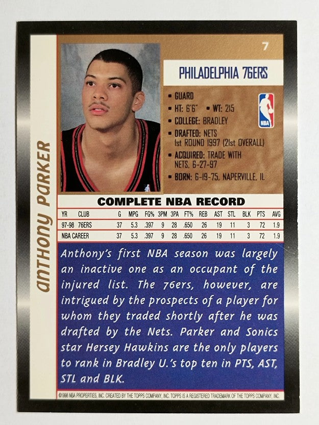 1998-99 Topps #7 Anthony Parker