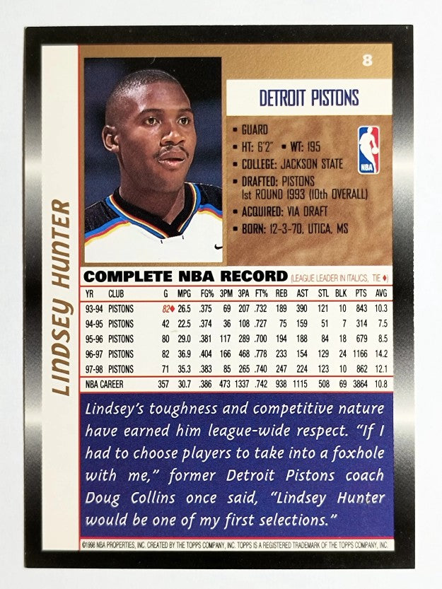 1998-99 Topps #8 Lindsey Hunter
