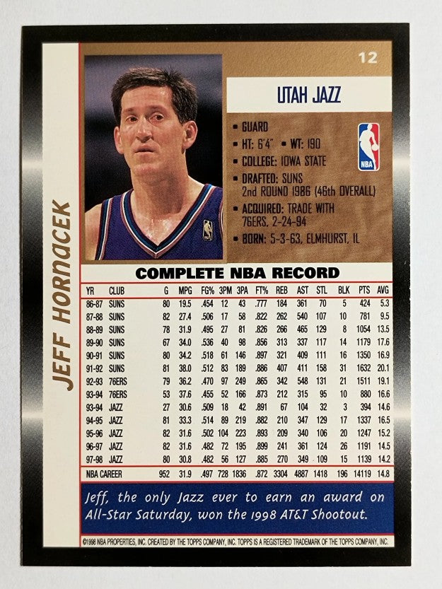 1998-99 Topps #12 Jeff Hornacek