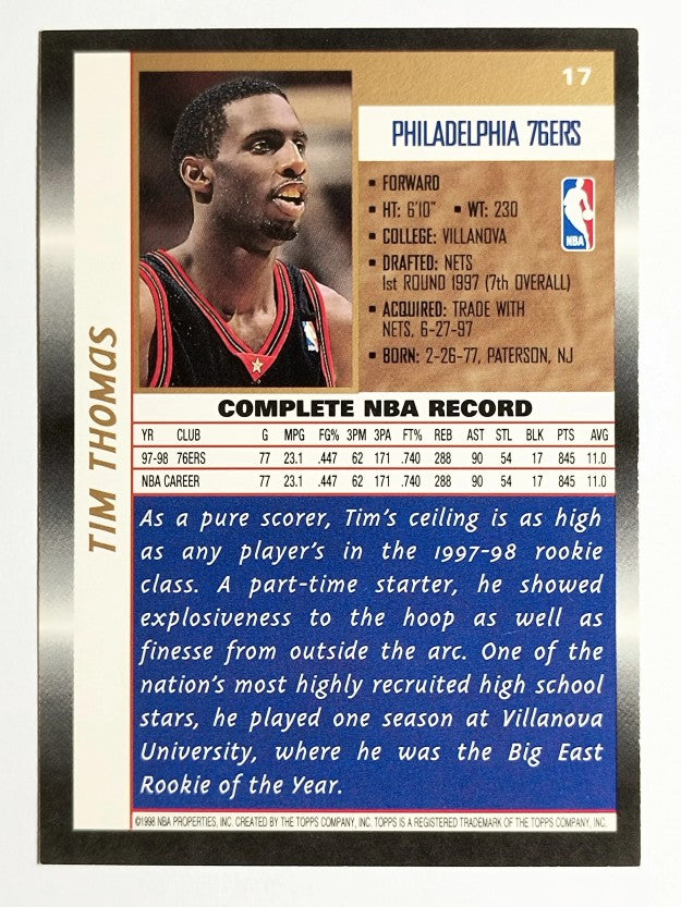 1998-99 Topps #17 Tim Thomas