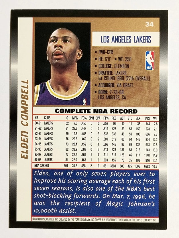 1998-99 Topps #34 Elden Campbell