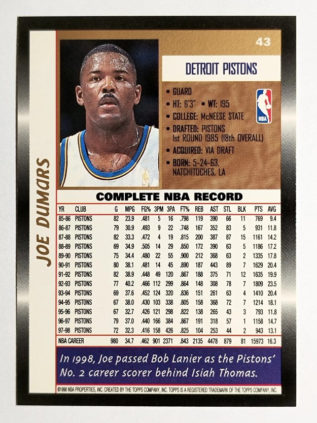 1998-99 Topps #43 Joe Dumars