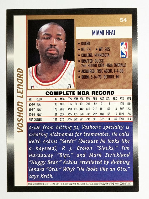 1998-99 Topps #54 Voshon Lenard