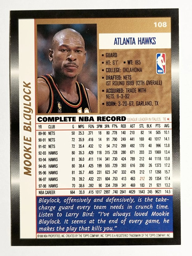 1998-99 Topps #108 Mookie Blaylock