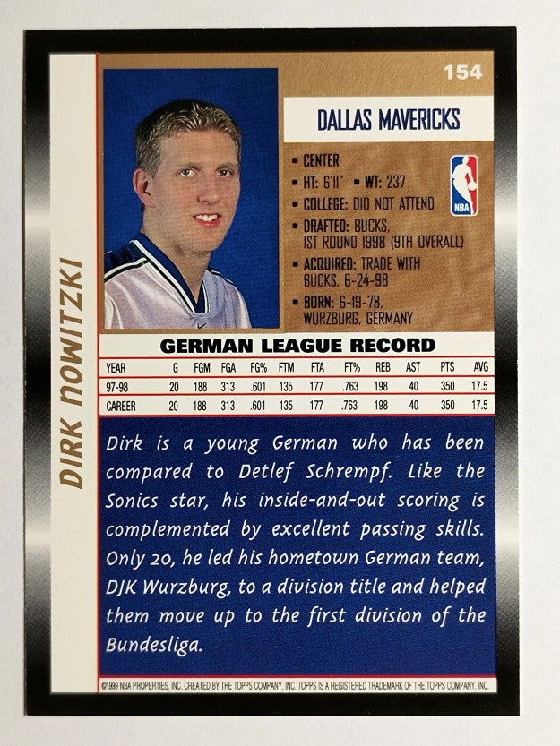 1998-99 Topps #154 Dirk Nowitzki RC
