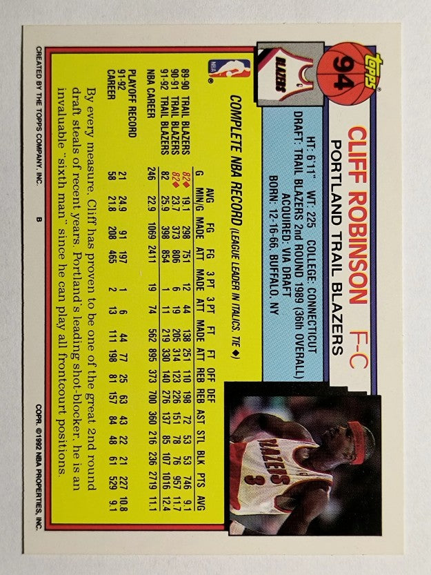 1992-93 Topps #94 Clifford Robinson