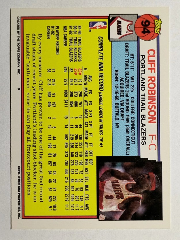 1992-93 Topps #94 Clifford Robinson