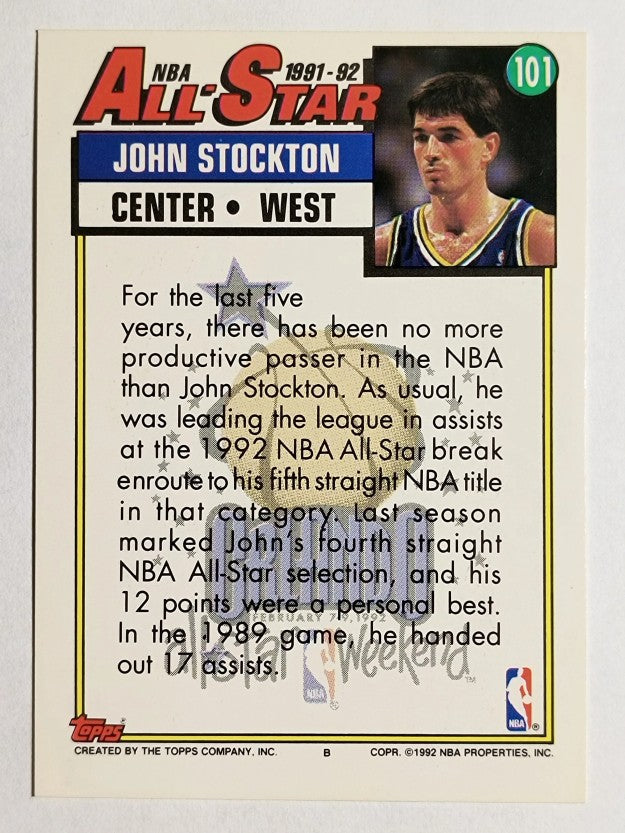 1992-93 Topps #101 John Stockton AS (NM)