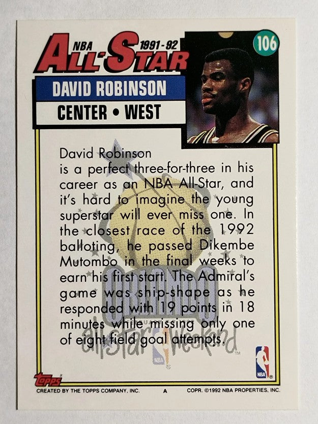 1992-93 Topps #106 David Robinson AS