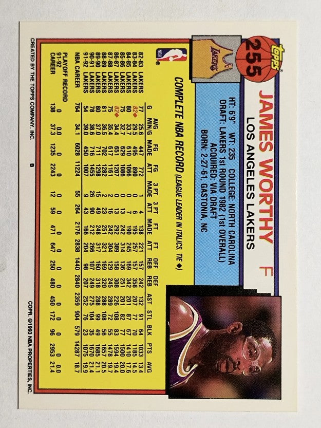 1992-93 Topps #255 James Worthy